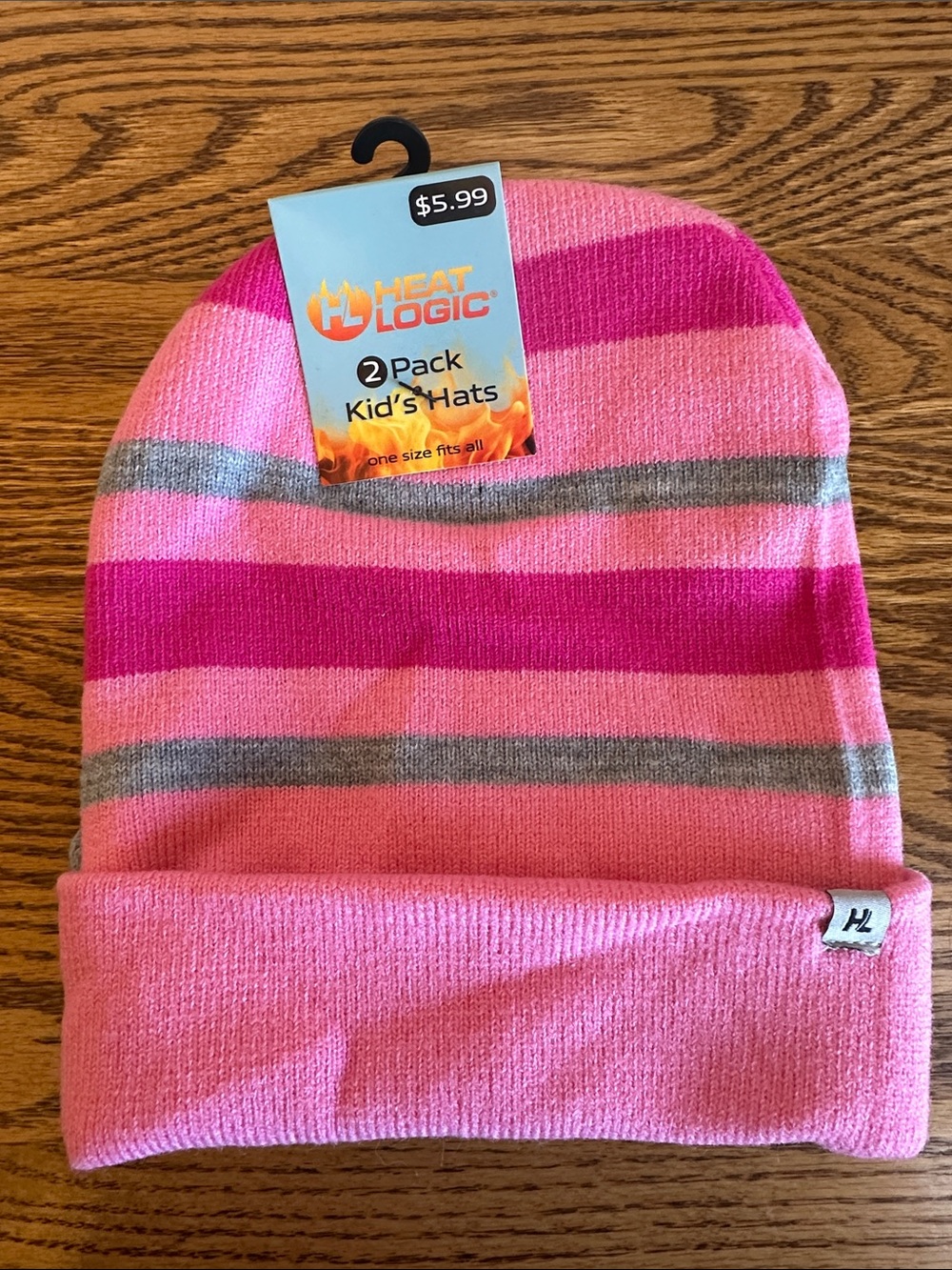 Pink Striped Kids Beanie Hat